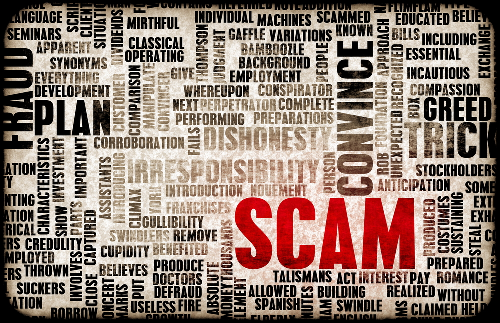 Header image: Word cloud with SCAM in large red letters (Credit: kentoh / Shutterstock.com)