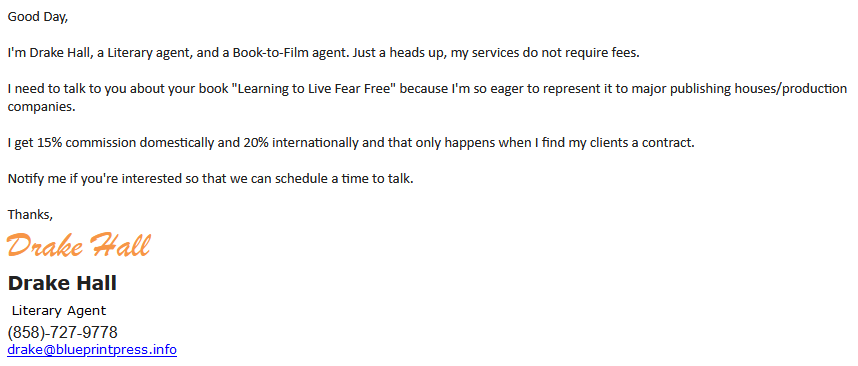 Fake agent "commission only" offer