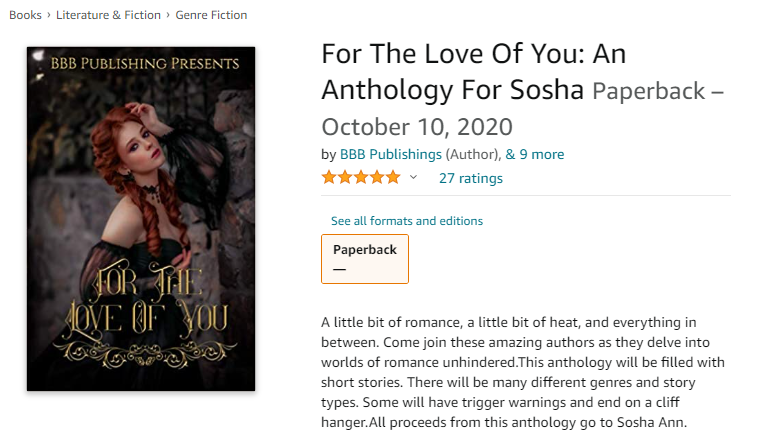 "For The Love Of You", a fundraiser anthology for Sosha Ann