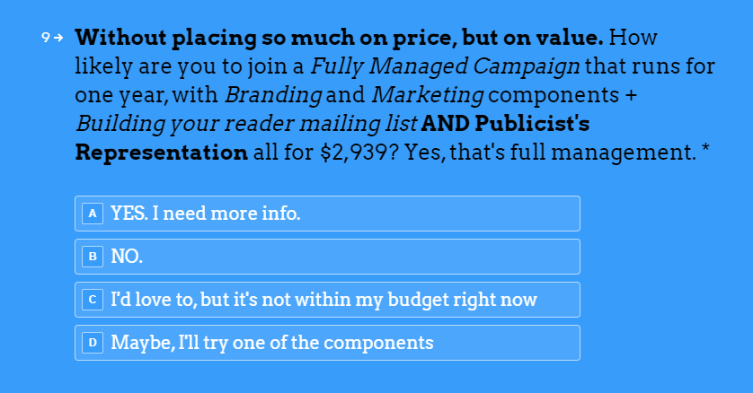 Cost of marketing campaign: $2,939